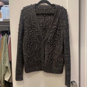 NWT Charcoal Rag & Bone Jemima Pearl cardigan L